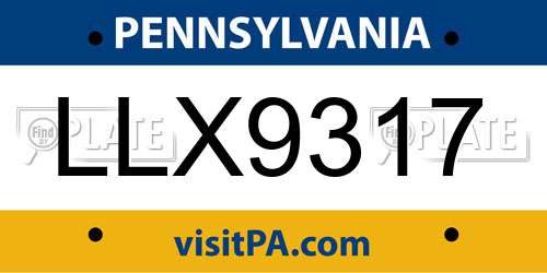 LLX9317 Pennsylvania License Plate