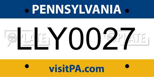 LLY0027 Pennsylvania License Plate