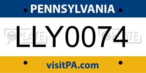 LLY0074 Pennsylvania License Plate