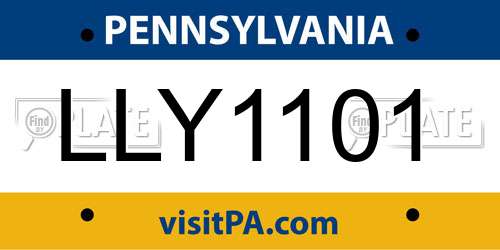 LLY1101 Pennsylvania License Plate