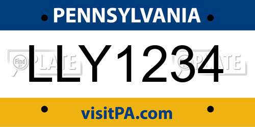 LLY1234 Pennsylvania License Plate