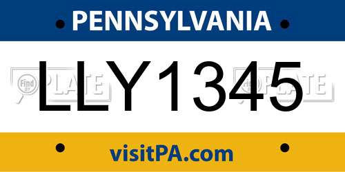 LLY1345 Pennsylvania License Plate