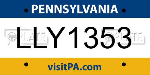 LLY1353 Pennsylvania License Plate