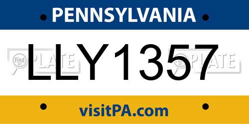 LLY1357 Pennsylvania License Plate