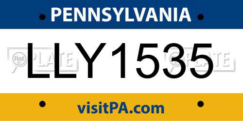 LLY1535 Pennsylvania License Plate