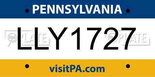 LLY1727 Pennsylvania License Plate