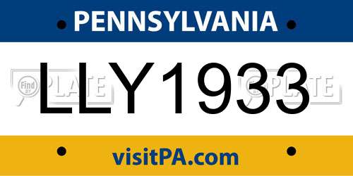 LLY1933 Pennsylvania License Plate