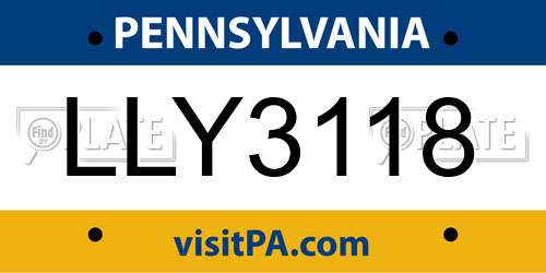 LLY3118 Pennsylvania License Plate