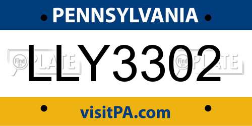 LLY3302 Pennsylvania License Plate