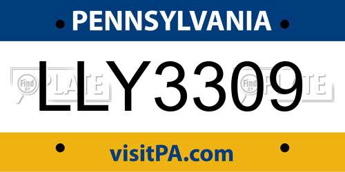 LLY3309 Pennsylvania License Plate