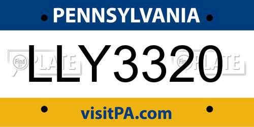 LLY3320 Pennsylvania License Plate