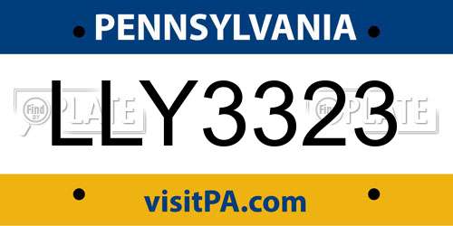 LLY3323 Pennsylvania License Plate