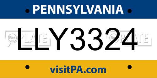 LLY3324 Pennsylvania License Plate