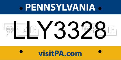 LLY3328 Pennsylvania License Plate