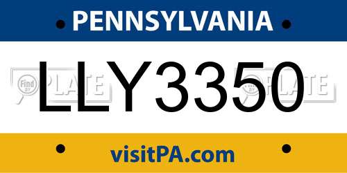 LLY3350 Pennsylvania License Plate