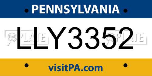 LLY3352 Pennsylvania License Plate