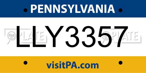 LLY3357 Pennsylvania License Plate