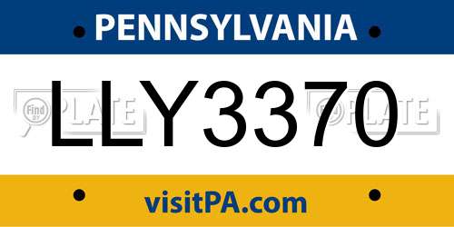 LLY3370 Pennsylvania License Plate