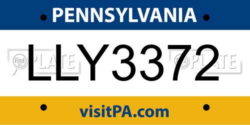 LLY3372 Pennsylvania License Plate