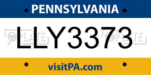 LLY3373 Pennsylvania License Plate