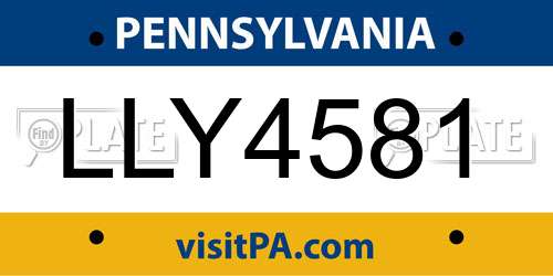 LLY4581 Pennsylvania License Plate