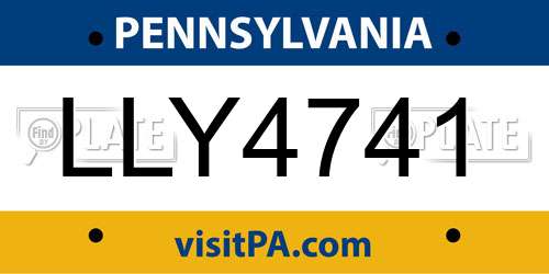 LLY4741 Pennsylvania License Plate