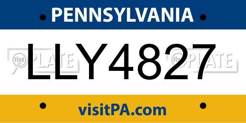 LLY4827 Pennsylvania License Plate