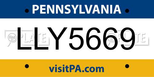 LLY5669 Pennsylvania License Plate