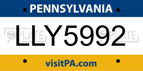 LLY5992 Pennsylvania License Plate