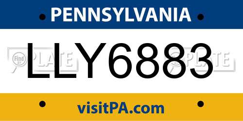 LLY6883 Pennsylvania License Plate