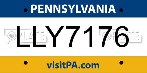 LLY7176 Pennsylvania License Plate