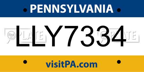 LLY7334 Pennsylvania License Plate