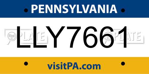 LLY7661 Pennsylvania License Plate
