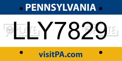 LLY7829 Pennsylvania License Plate