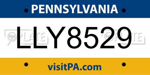 LLY8529 Pennsylvania License Plate