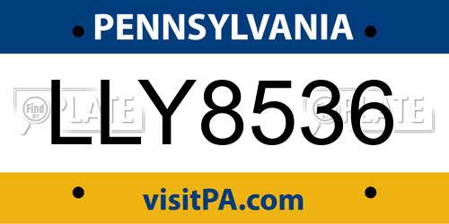 LLY8536 Pennsylvania License Plate