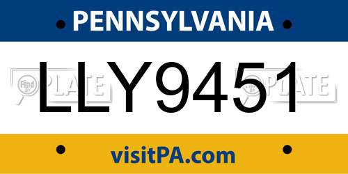 LLY9451 Pennsylvania License Plate