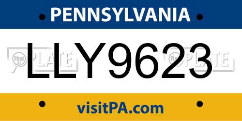 LLY9623 Pennsylvania License Plate