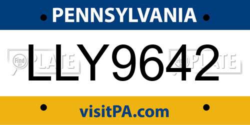 LLY9642 Pennsylvania License Plate