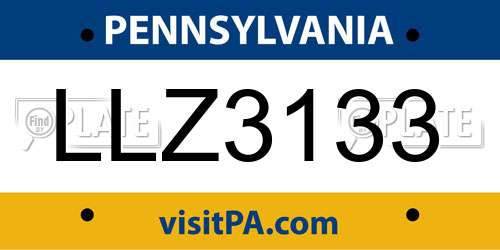 LLZ3133 Pennsylvania License Plate