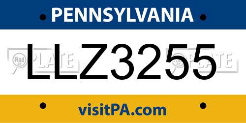 LLZ3255 Pennsylvania License Plate