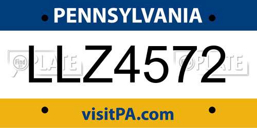 LLZ4572 Pennsylvania License Plate