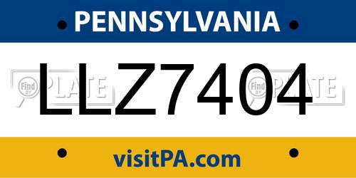 LLZ7404 Pennsylvania License Plate