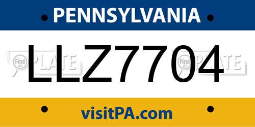 LLZ7704 Pennsylvania License Plate