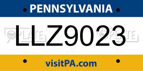 LLZ9023 Pennsylvania License Plate