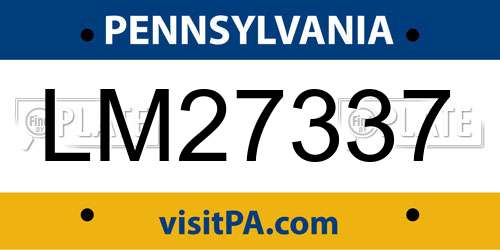 LM27337 Pennsylvania License Plate
