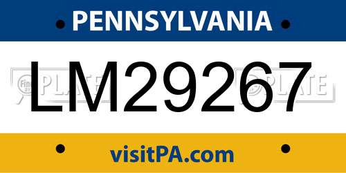 LM29267 Pennsylvania License Plate
