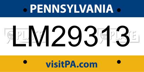 LM29313 Pennsylvania License Plate