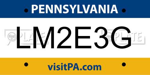 LM2E3G Pennsylvania License Plate