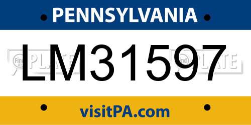 LM31597 Pennsylvania License Plate